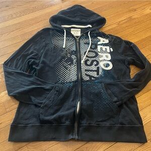 Aeropostale Navy Graphic Zip-Up Hoodie men’s size XL